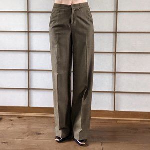 TSE Wide Leg Pants in Deep Olive Green Wool, SZ 2. BEAUTIFUL